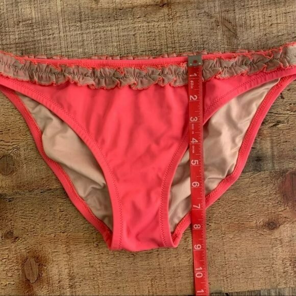 Victoria secret womens size medium coral pink bikini bottom with ruffle detail - Picture 3 of 7